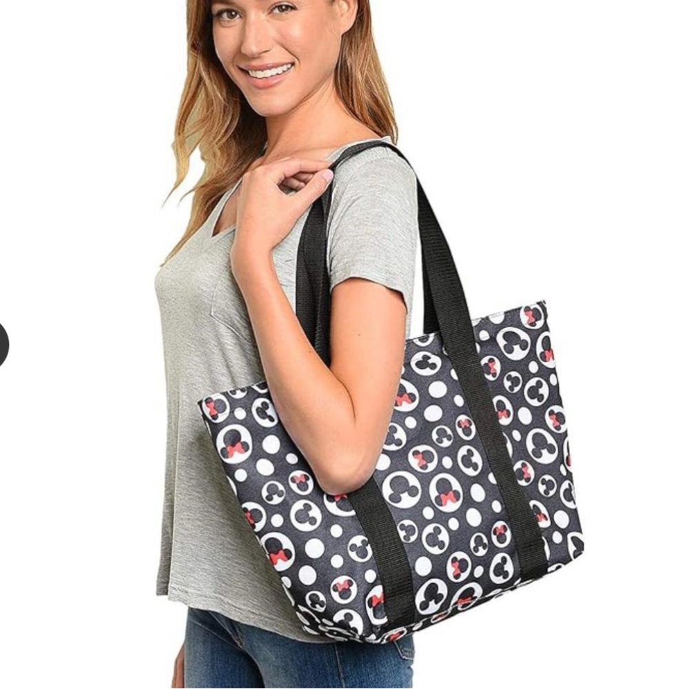 Disney Tote With Mickey Minnie Zipper Closure 12” tall